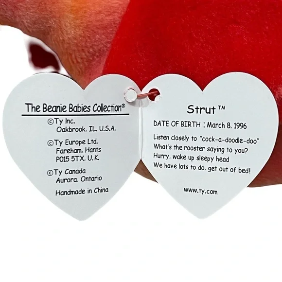 Ty Beanie Baby “STRUT” “DOODLE” The Rooster 4th Generation 3rd Tush Tag PVC 1996 - Picture 4 of 6